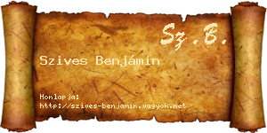 Szives Benjámin névjegykártya